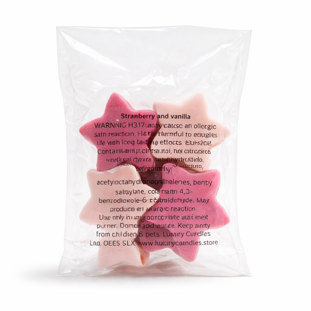 Blush & Bloom Strawberry & Vanilla Wax Melts – 30g Pink Star Shapes Handmade Vegan Kerasoy