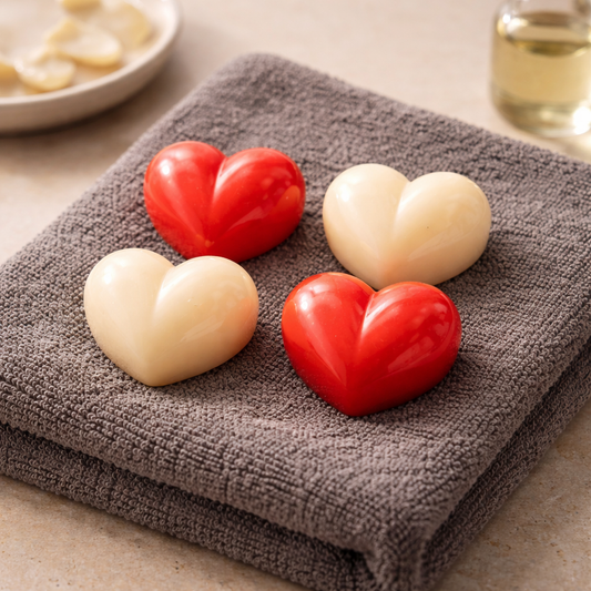 Love Spell Vanilla Wax Melts – 30g Red & White Heart Shapes Handmade Vegan Kerasoy