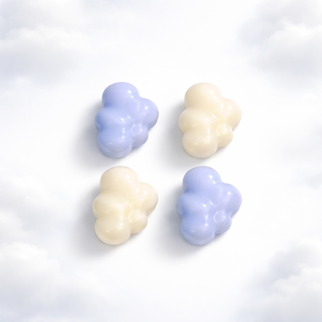 Soft Echo Coconut & Vanilla Wax Melts – 30g  Blue & White Cloud Shapes  Handmade Vegan Kerasoy