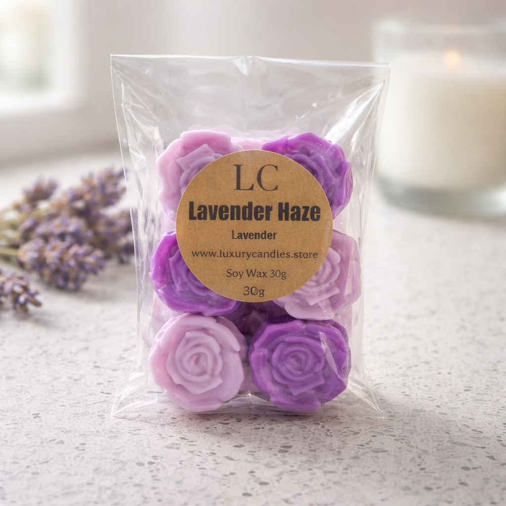 Lavender Haze Wax Melts – 30g  Purple & Lilac Flower Shapes  Handmade Vegan Kerasoy