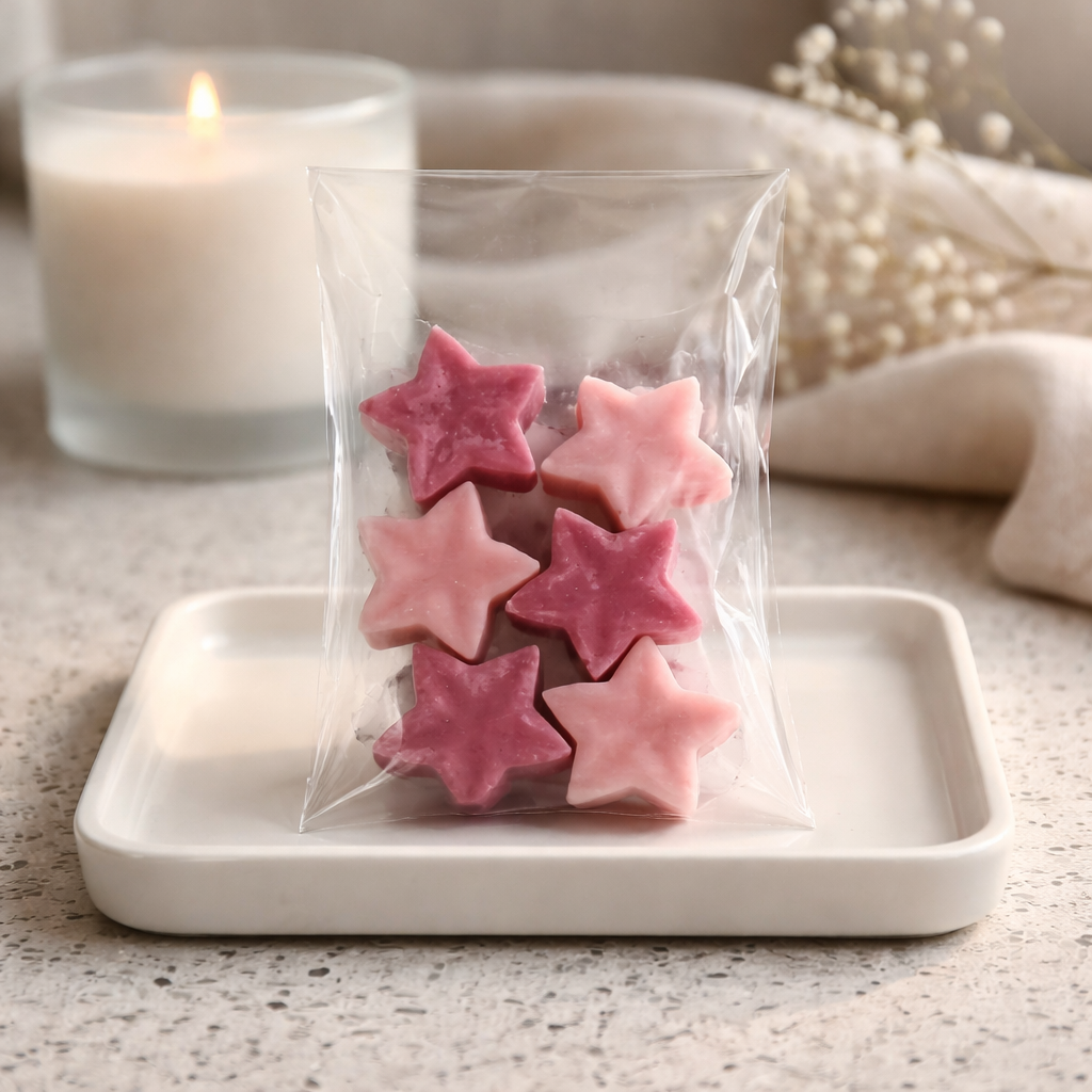 Blush & Bloom Strawberry & Vanilla Wax Melts – 30g  Pink Star Shapes  Handmade Vegan Kerasoy