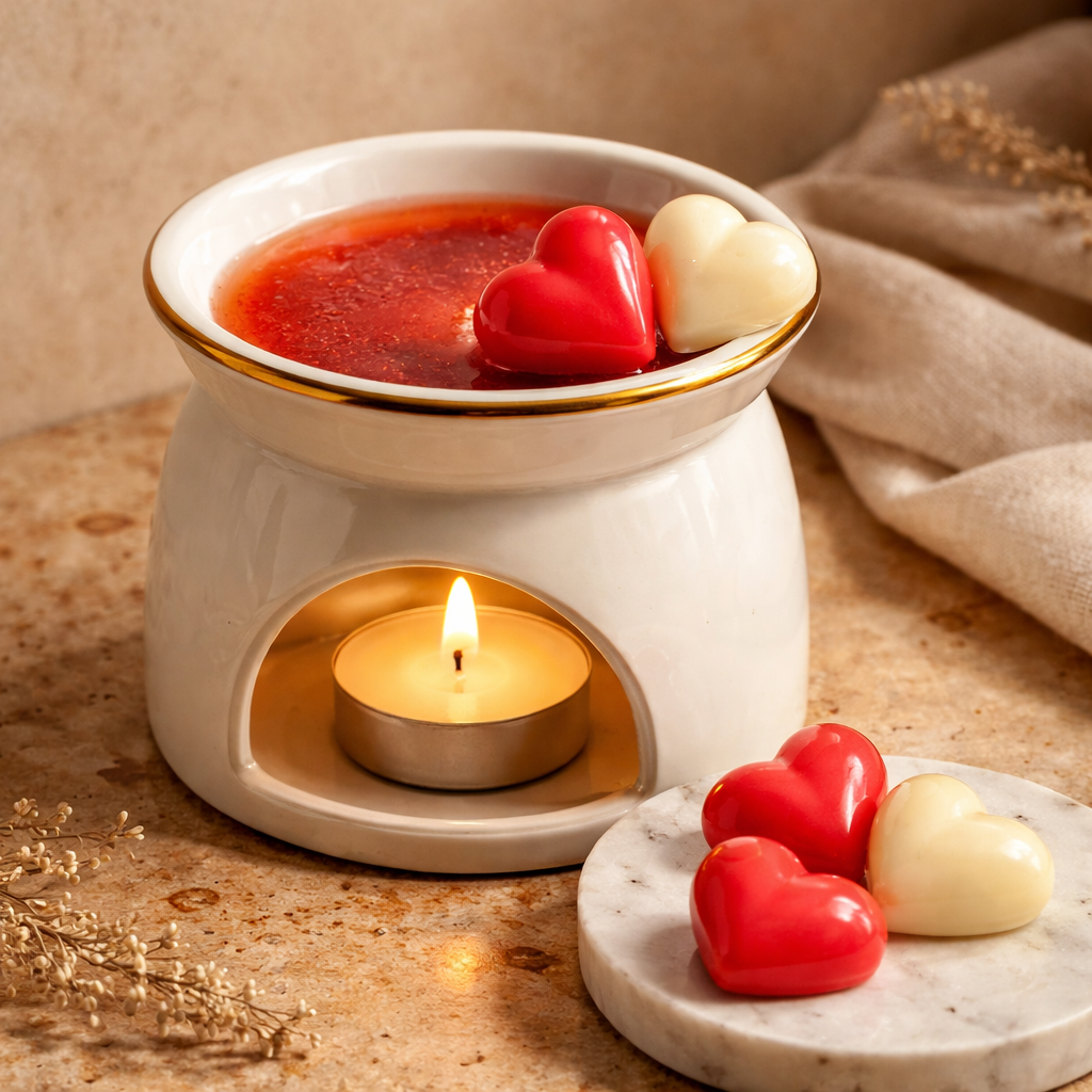 Love Spell Vanilla Wax Melts – 30g  Red & White Heart Shapes  Handmade Vegan Kerasoy