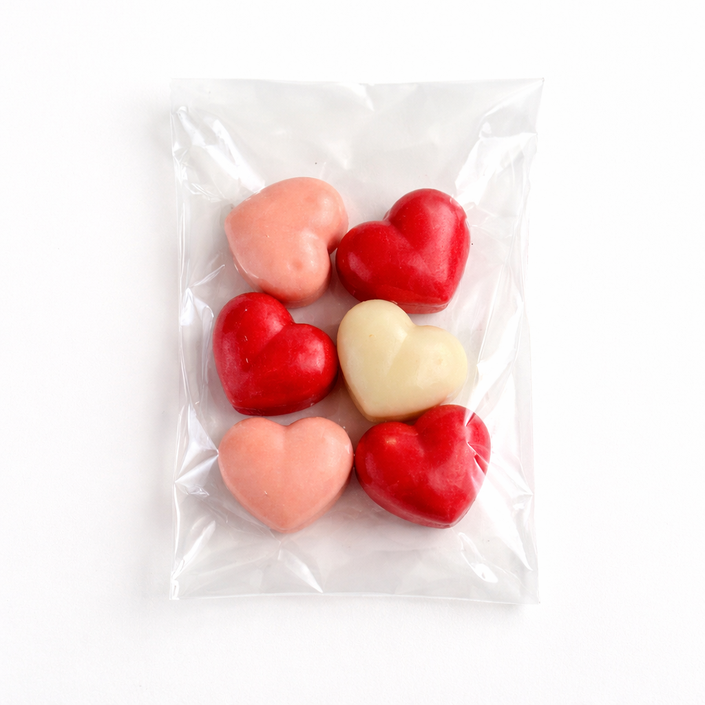 Love Spell Vanilla Wax Melts – 30g  Red & White Heart Shapes  Handmade Vegan Kerasoy