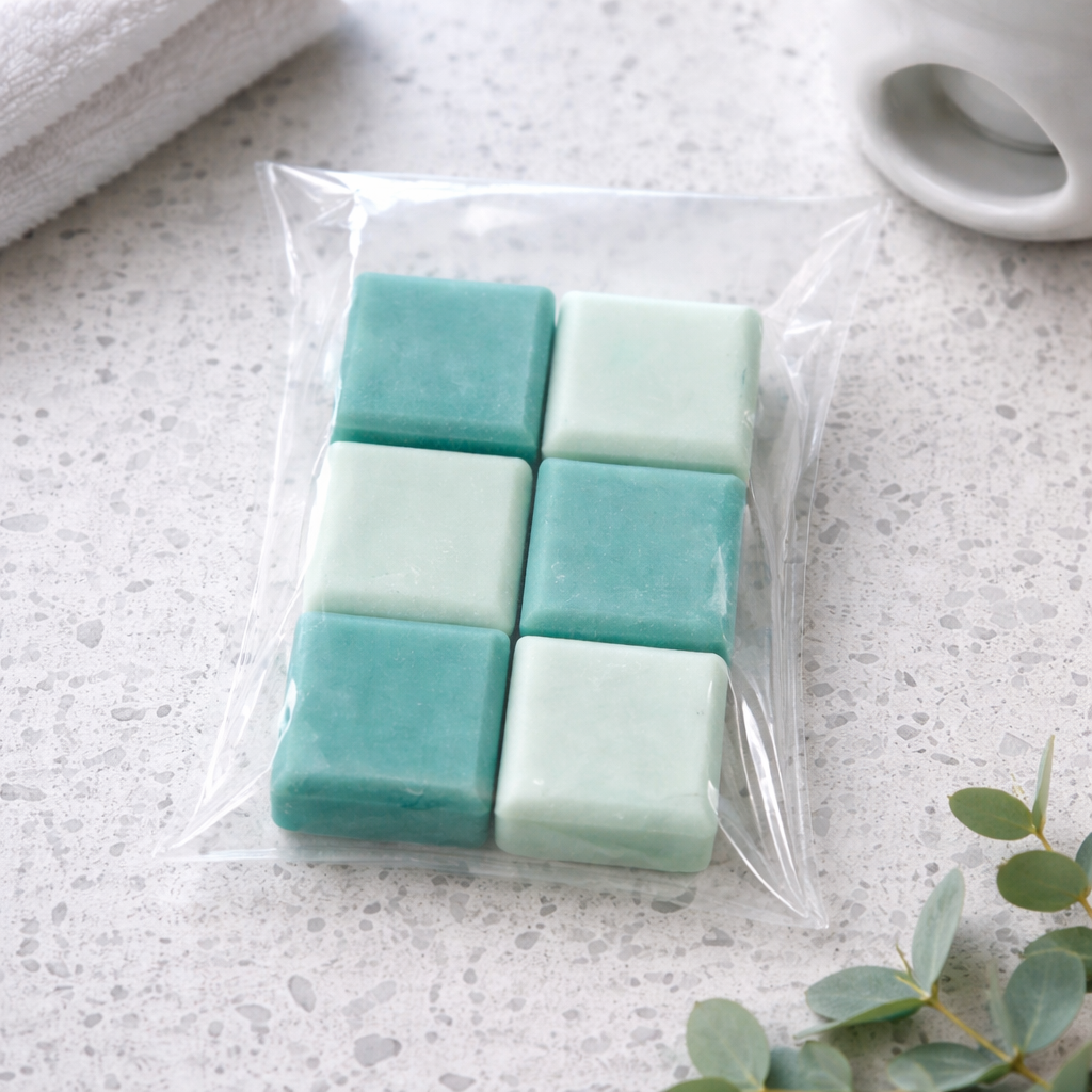 Eucalyptus Glow Wax Melts – 30g  Green Square Shapes  Handmade Vegan Kerasoy