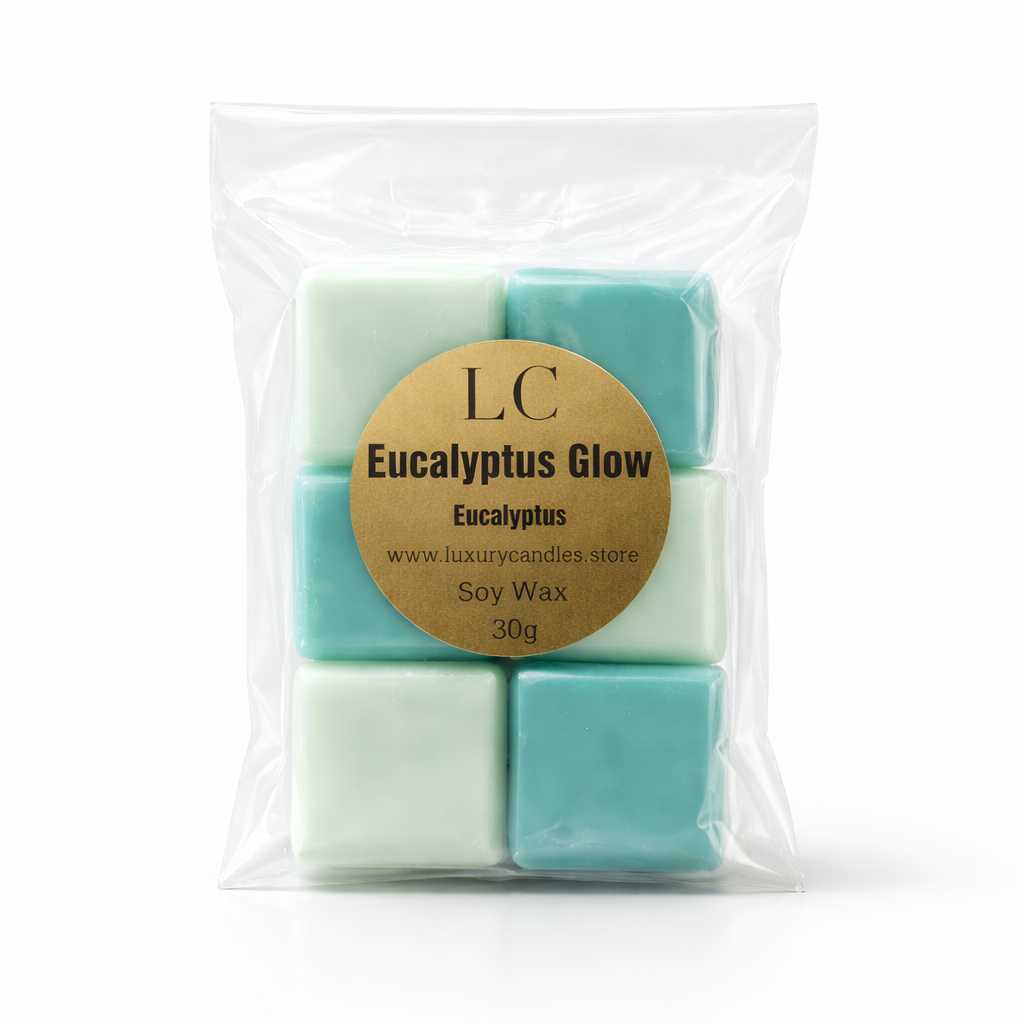 Eucalyptus Glow Wax Melts – 30g  Green Square Shapes  Handmade Vegan Kerasoy