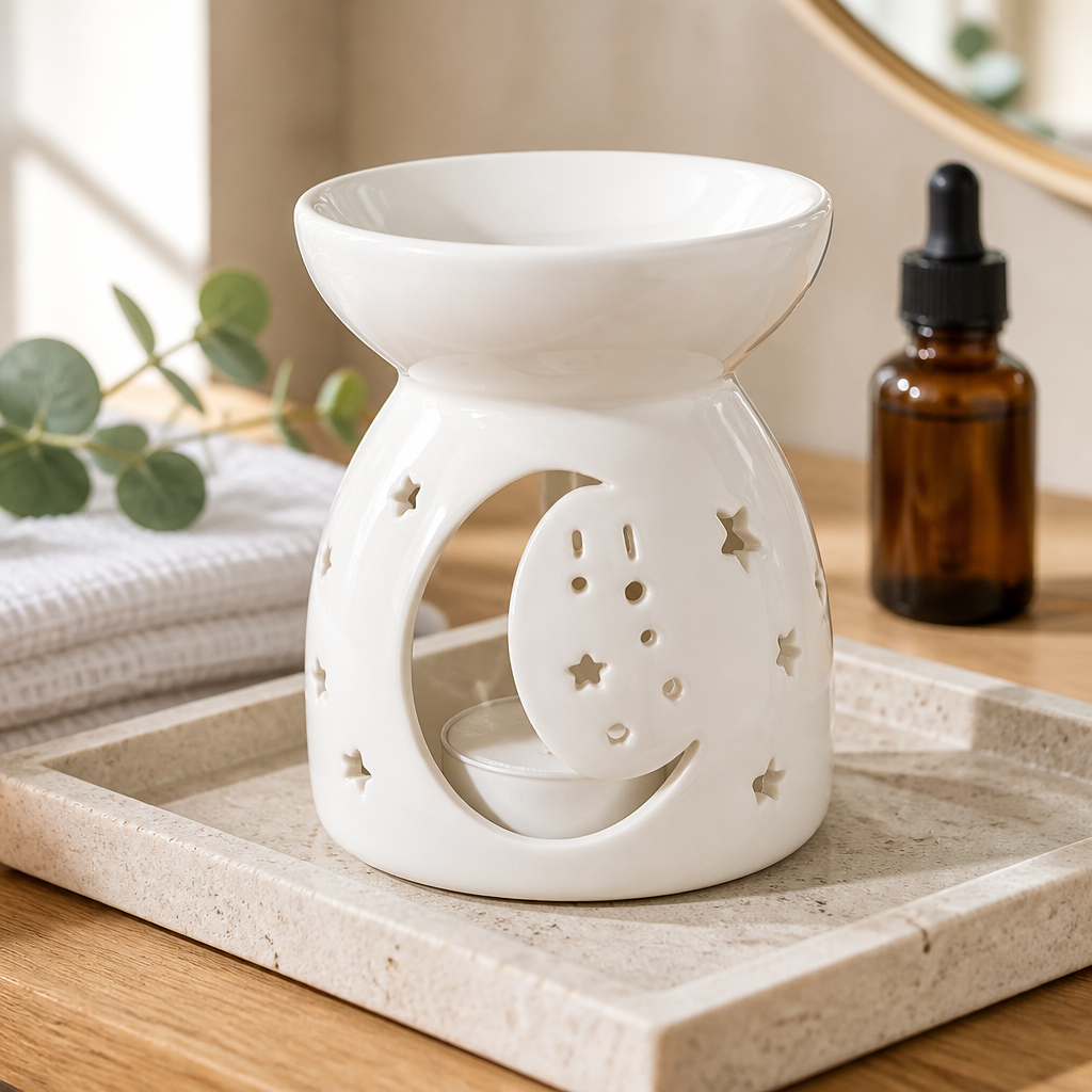 Moon & Stars Burner — Polymer Clay (White)