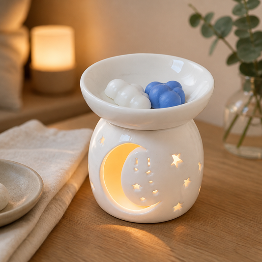 Moon & Stars Burner — Polymer Clay (White)