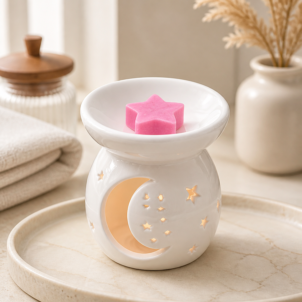 Moon & Stars Burner — Polymer Clay (White)